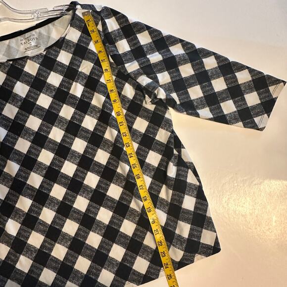 The Talbots Tee Womens Size 2X Black White Buffalo Plaid Preppy Tartan Top - Picture 8 of 8